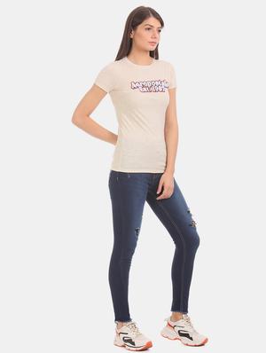 beige cotton regular tee - 17665383 - Standard Image - 5