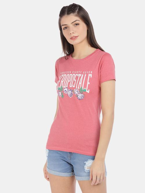 pink cotton blend regular tee - 17665392 - Very Small Image - 1