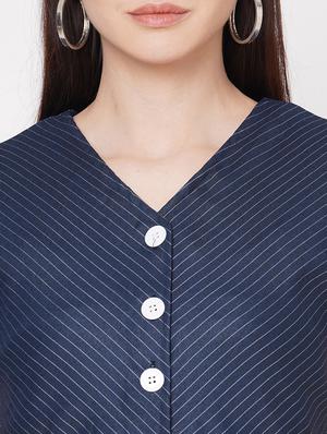 tie front striped a-line dress - 17665555 - Standard Image - 5