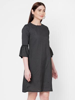 bell sleeved checkered shift dress - 17665558 - Standard Image - 2