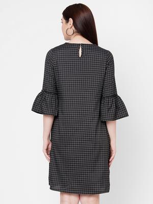 bell sleeved checkered shift dress - 17665558 - Standard Image - 3
