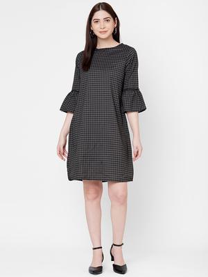 bell sleeved checkered shift dress - 17665558 - Standard Image - 4