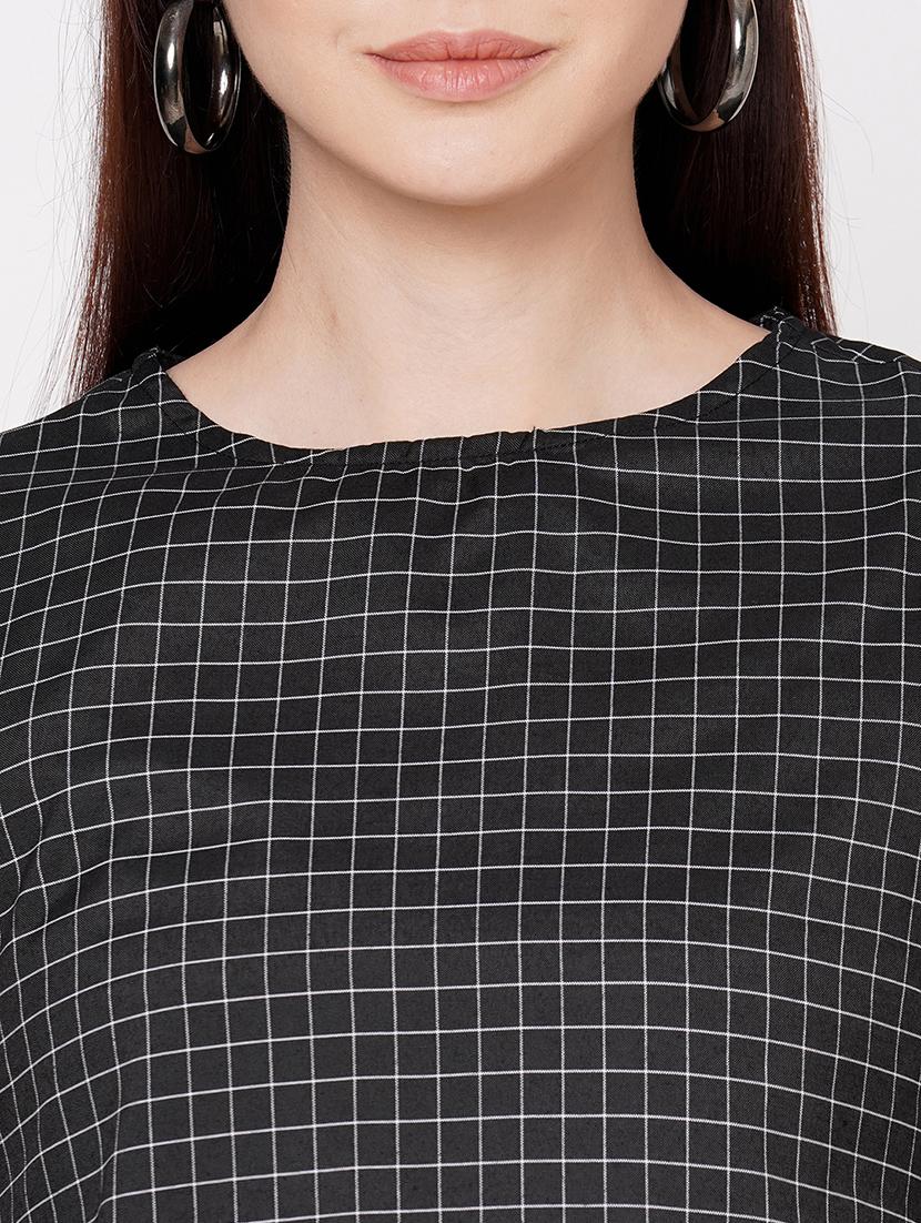 bell sleeved checkered shift dress - 17665558 - Zoom Image - 5