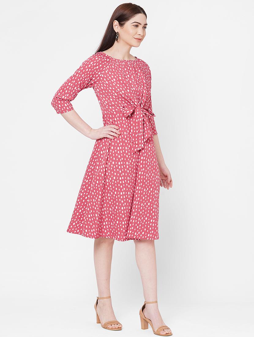 tie front printed a-line dress - 17665562 - Zoom Image - 3
