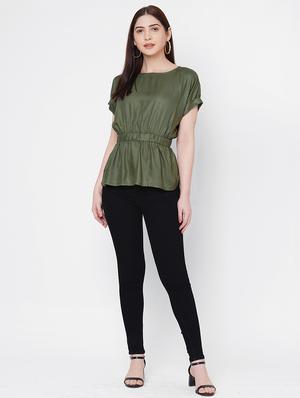 boat neck solid top - 17665599 - Standard Image - 4