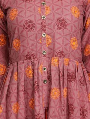 magenta cotton flared kurta - 17665702 - Standard Image - 4