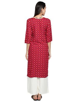 maroon rayon straight kurta - 17665707 - Standard Image - 3