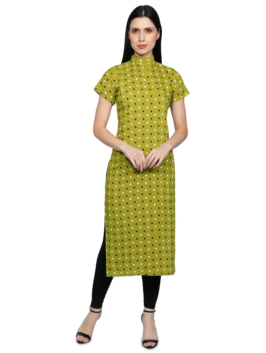 green rayon straight kurta - 17665709 - Zoom Image - 1