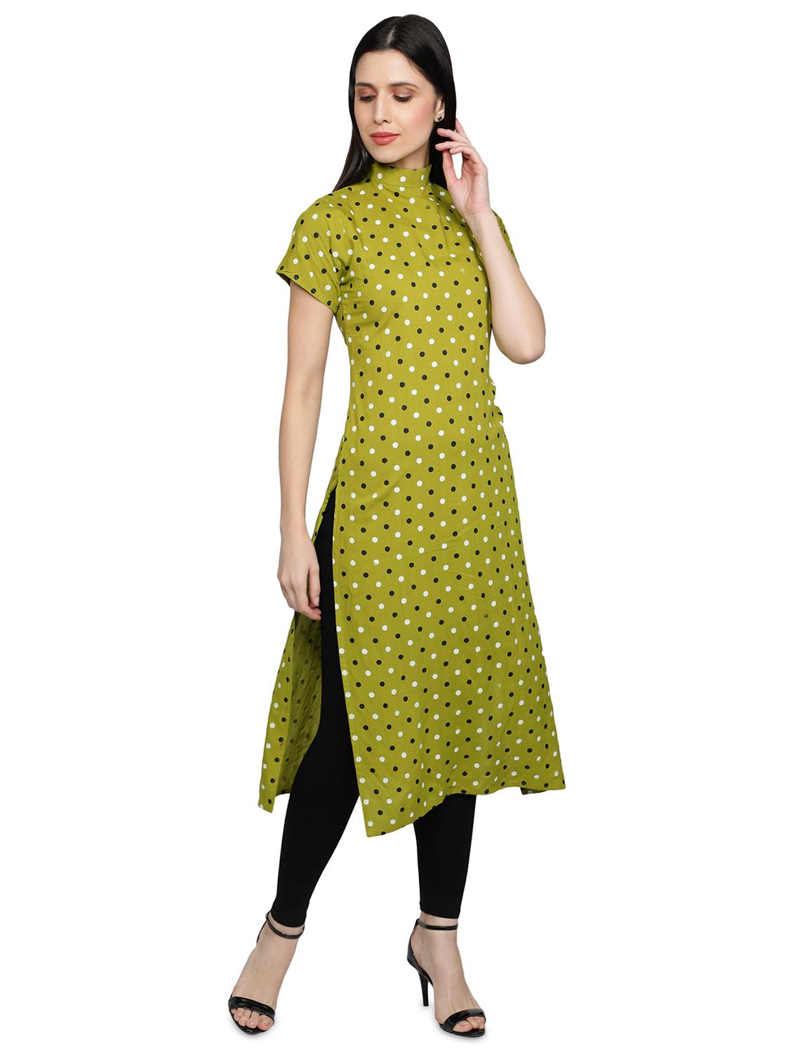 green rayon straight kurta - 17665709 - Zoom Image - 2