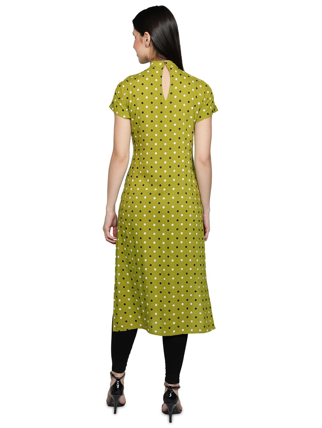 green rayon straight kurta - 17665709 - Zoom Image - 3