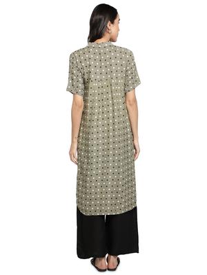 green rayon flared kurta - 17665710 - Standard Image - 3
