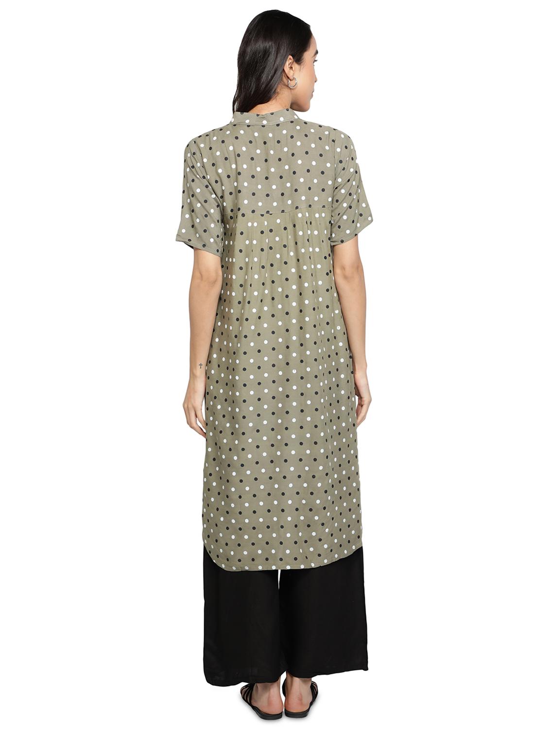 green rayon flared kurta - 17665710 - Zoom Image - 3
