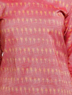 pink cotton blend straight kurta - 17665711 - Standard Image - 4