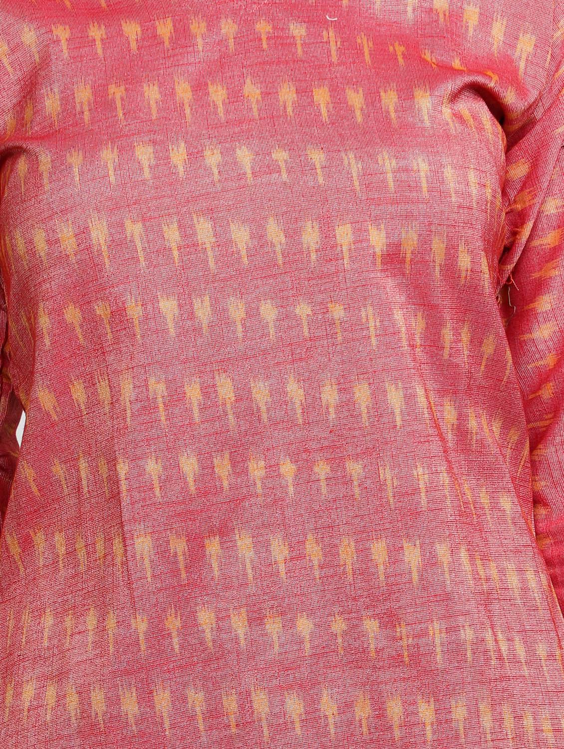 pink cotton blend straight kurta - 17665711 - Zoom Image - 4
