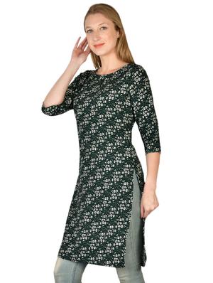 green crepe aline kurti - 17665738 - Standard Image - 2