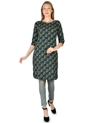 green crepe aline kurti - 17665738 - Standard Image - 4