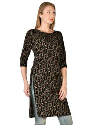 black crepe aline kurti - 17665739 - Standard Image - 2