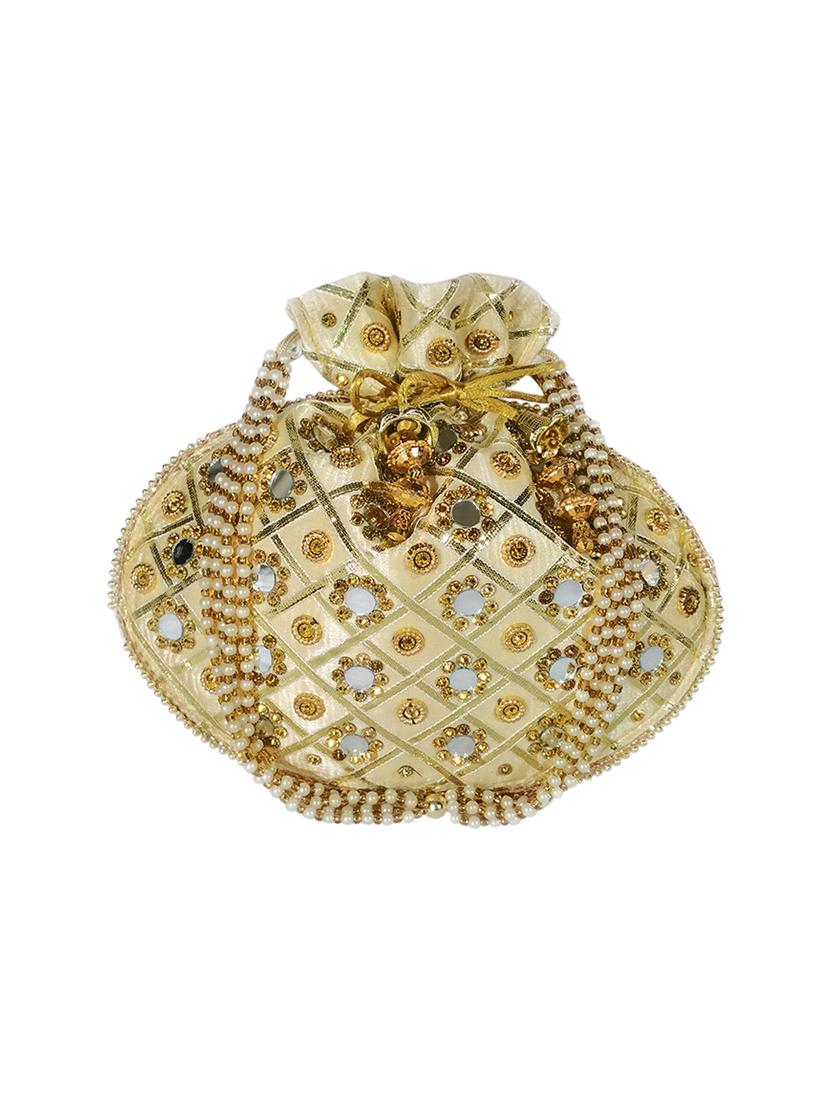 gold satin ethnic potli - 17665746 - Zoom Image - 2