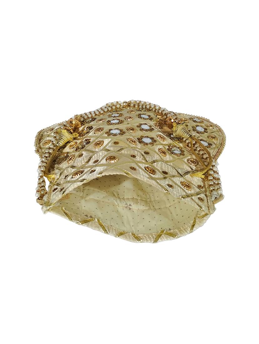 gold satin ethnic potli - 17665746 - Zoom Image - 3