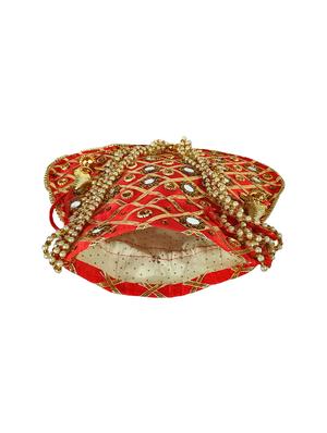 red satin ethnic potli - 17665747 - Standard Image - 3