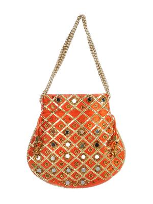 orange satin ethnic potli - 17665749 - Standard Image - 2