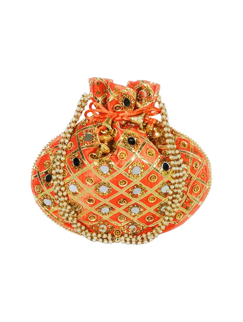 orange satin ethnic potli - 17665749 - Zoom Image - 4