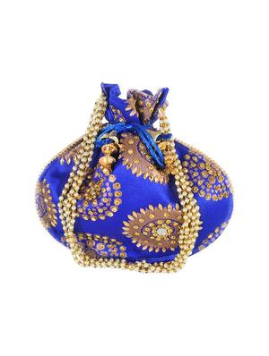 blue canvas ethnic potli - 17665751 - Standard Image - 2