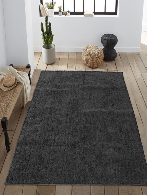 saral home brown soft microfiber solid design anti-skid carpet - 120x180 cms - 17665762 - Standard Image - 1