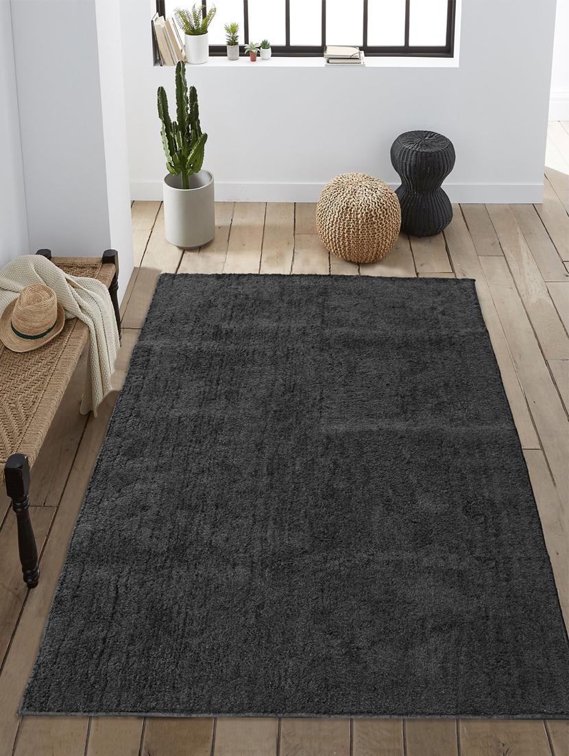 saral home brown soft microfiber solid design anti-skid carpet - 120x180 cms - 17665762 - Zoom Image - 1