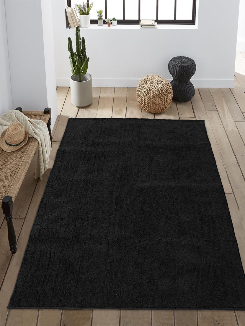 saral home grey soft microfiber solid design anti-skid carpet - 120x180 cms - 17665763 - Zoom Image - 1