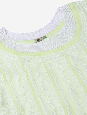 ada hand-embroidered green chikankari anarkali kurta - 17665887 - Standard Image - 5