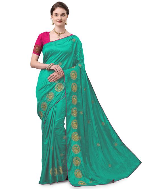 ethnic motifs embroidered saree with blouse - 17665939 - Standard Image - 1
