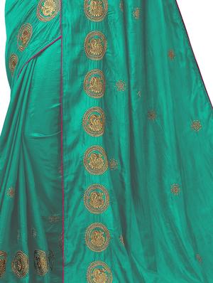 ethnic motifs embroidered saree with blouse - 17665939 - Standard Image - 3