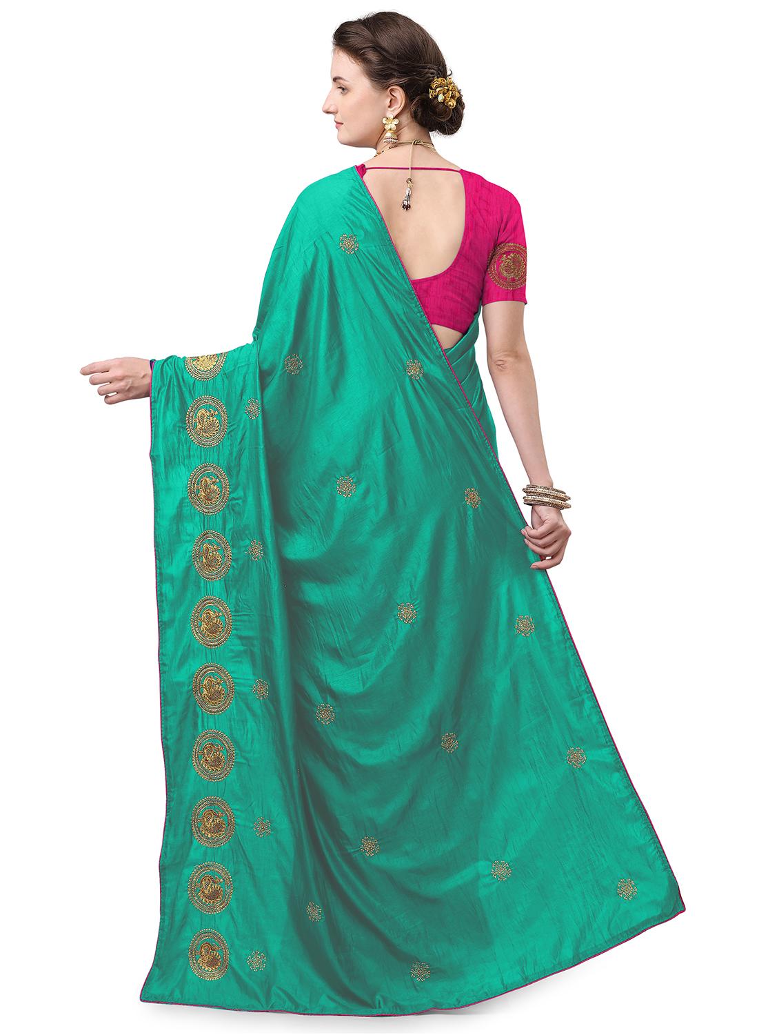 ethnic motifs embroidered saree with blouse - 17665939 - Zoom Image - 2