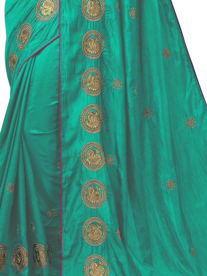 ethnic motifs embroidered saree with blouse - 17665939 - Zoom Image - 3