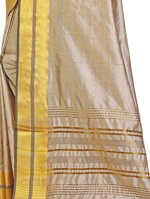 beige silk woven saree with blouse - 17665983 - Standard Image - 4