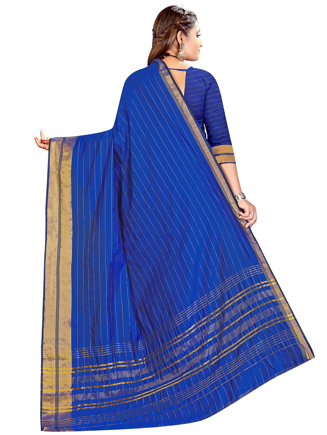 striped woven saree with blouse - 17665995 - Zoom Image - 2