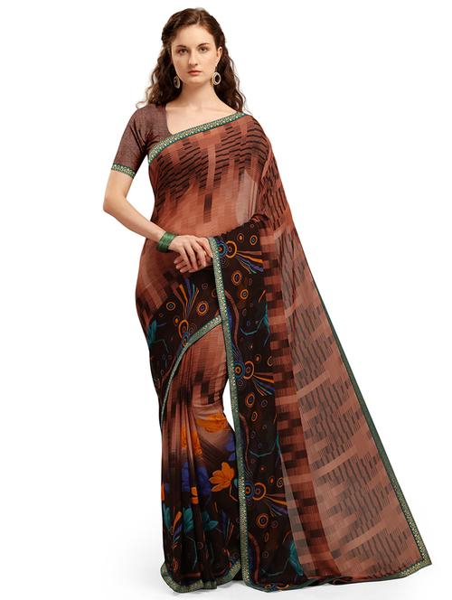 floral printed saree with blouse - 17666018 - Standard Image - 1