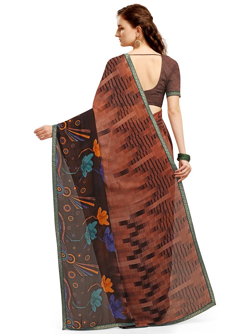 floral printed saree with blouse - 17666018 - Zoom Image - 2