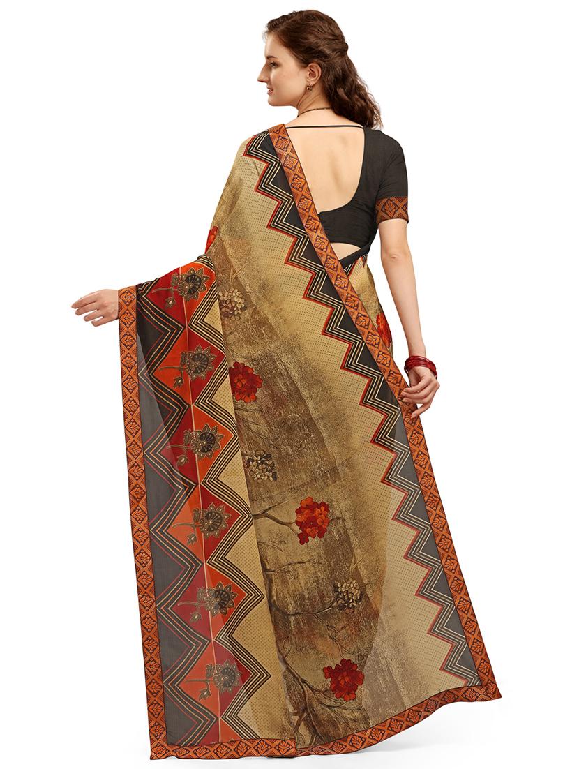 floral printed saree with blouse - 17666021 - Zoom Image - 2