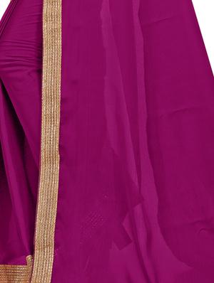 solid bordered saree with blouse - 17666033 - Standard Image - 4