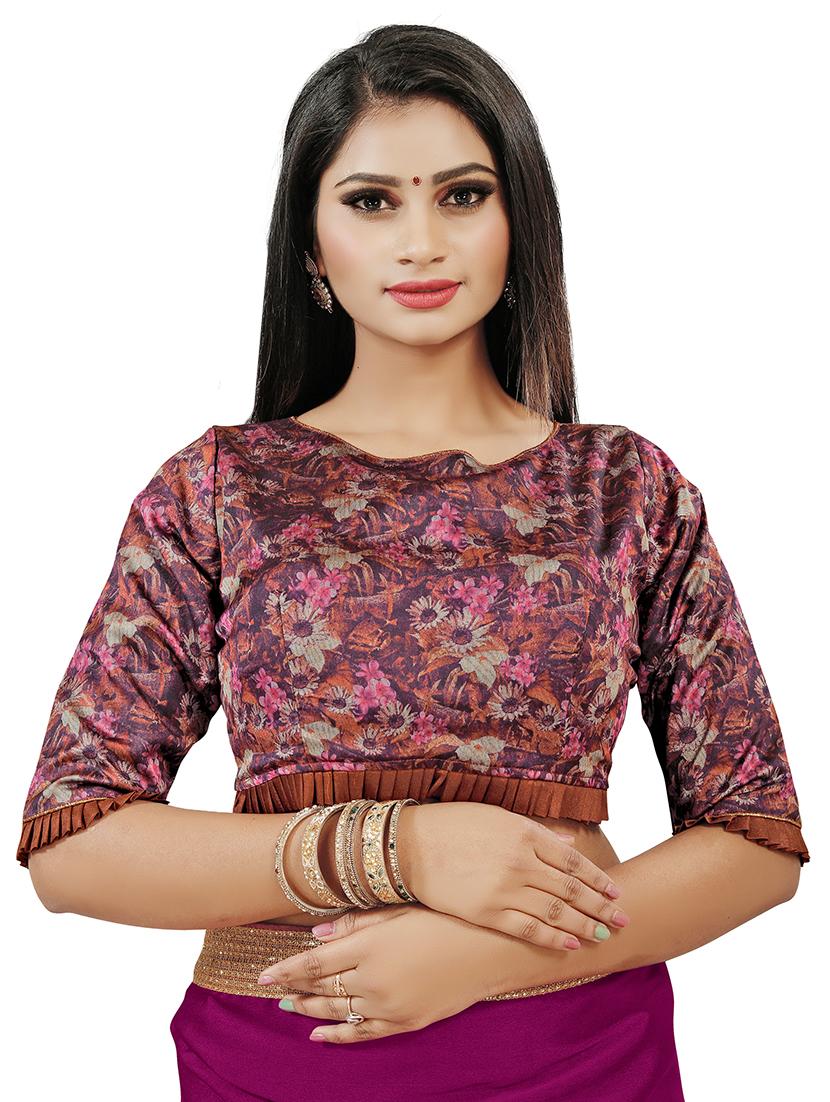 solid bordered saree with blouse - 17666033 - Zoom Image - 3