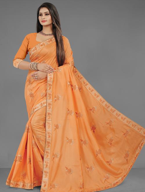 ethnic motifs embroidered saree with blouse - 17666040 - Standard Image - 1