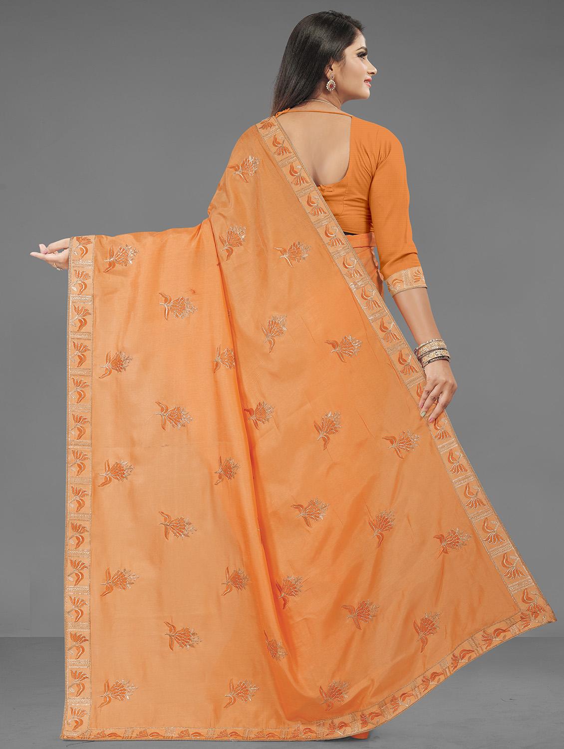 ethnic motifs embroidered saree with blouse - 17666040 - Zoom Image - 2