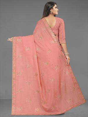 ethnic motifs embroidered saree with blouse - 17666041 - Standard Image - 2