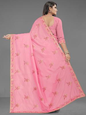 ethnic motifs embroidered saree with blouse - 17666042 - Standard Image - 2