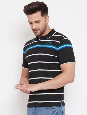 black striped polo t-shirt - 17666165 - Standard Image - 2