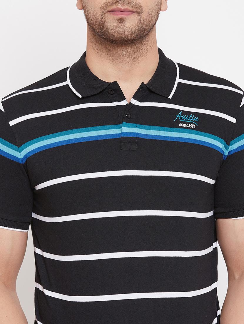 black striped polo t-shirt - 17666165 - Zoom Image - 5
