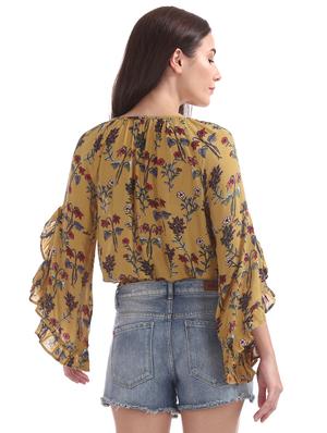 bell sleeved floral top - 17666249 - Standard Image - 3