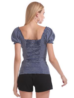 square neck checkered top - 17666250 - Standard Image - 2
